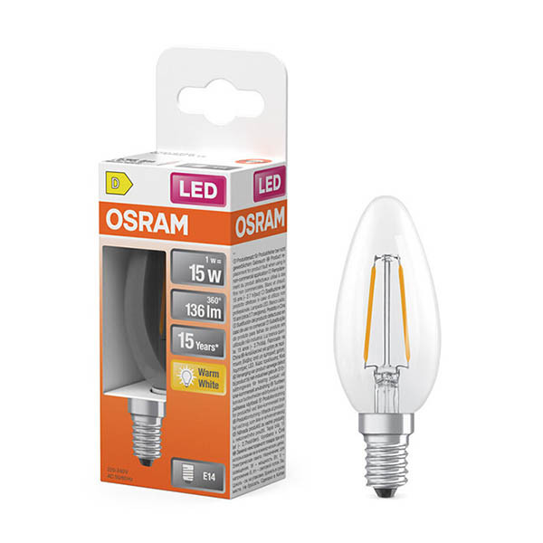 LED lampa E14 | B35 klar | 2700K | 1W (15W) [Osram] 123ink.se